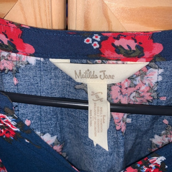 Matilda Jane blue floral pop-over blouse shirt size S - Picture 4 of 5